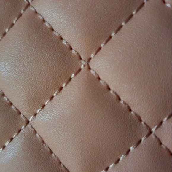 Pink Quilted Puffy Tote Handbag with Gold Chain - Picture 6 of 8